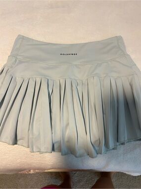 GOLDHINGE Light Blue Pleated Mini Skirt